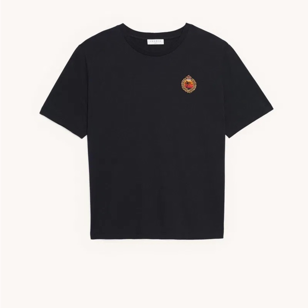 Sandro Crew Neck T-Shirt w/ patch on the chest size: L/LX